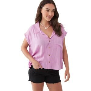 O'NEILL Pascale Short Sleeve Woven Top - Purple - Medium